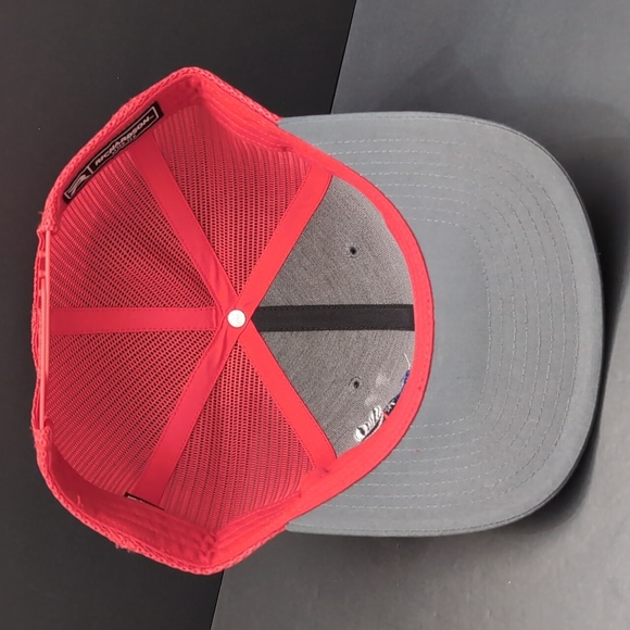 Richardson Style 112,Red/Gray Mesh, Armadillo Patch,Snapback Trucker Hat. - Picture 6 of 8